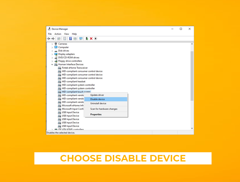 Choose Disable Device