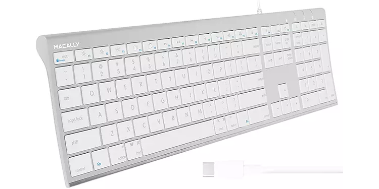 Macally Thin USB C Wired Keyboard for Mac